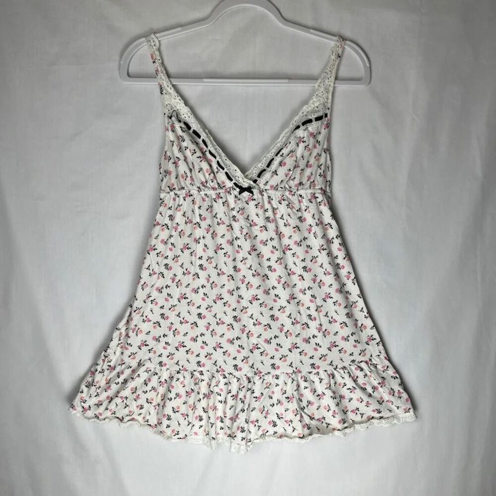 Victoria’s Secret Size Medium Womens Floral Babydoll Coquette Slip Dress Bow